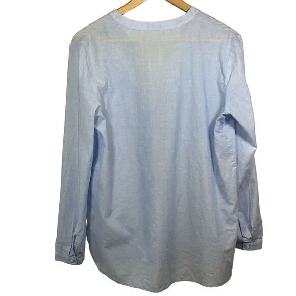 J. MCLAUGHLIN Women's Cotton Long Sleeve Popover Tunic Blouse Blue Size Medium - Picture 6 of 9